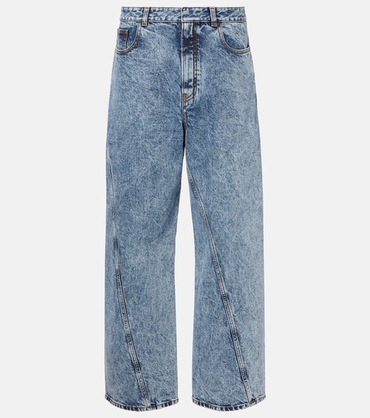 Twisted low-rise wide-leg jeans