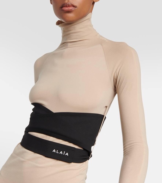 Turtleneck jersey maxi dress