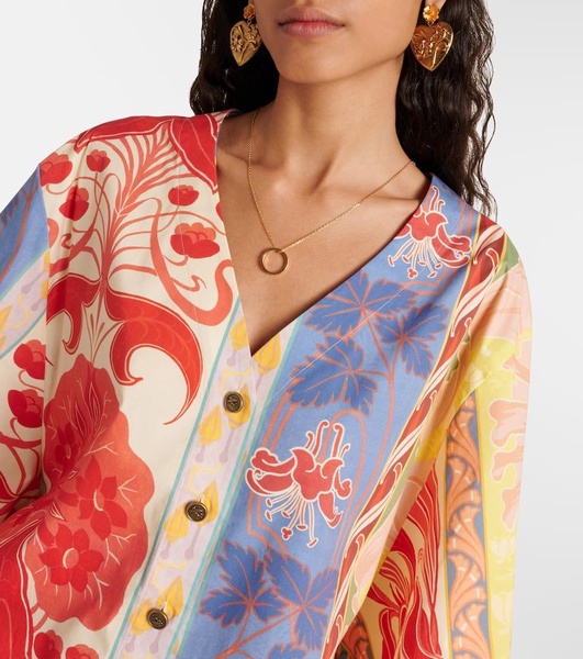 Printed oversized cotton-blend shirt
