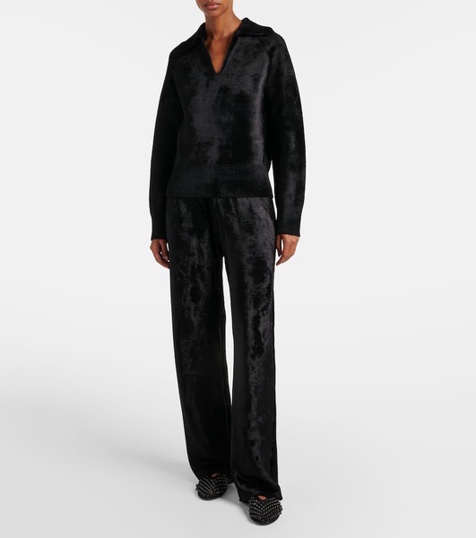 Velvet straight pants