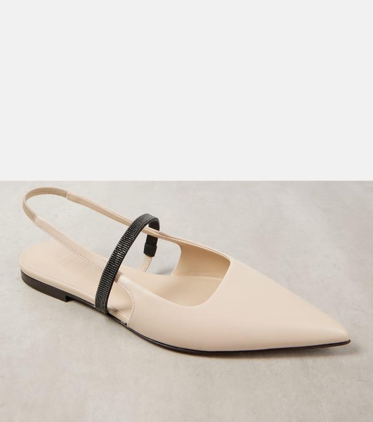 Pointy leather slingback pumps