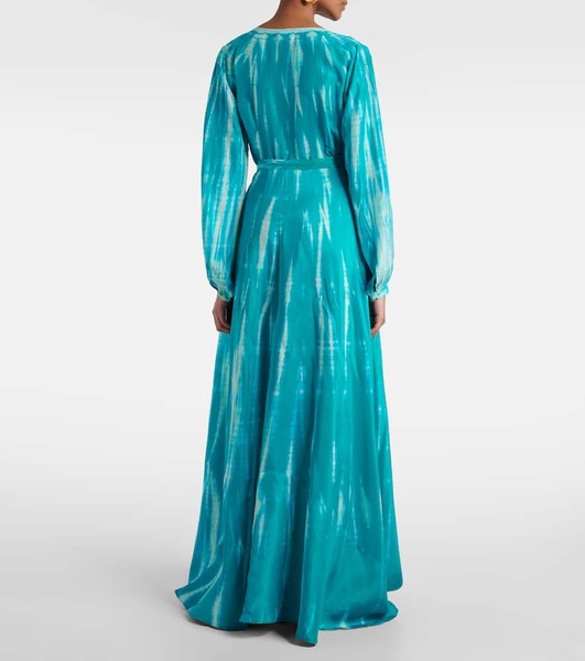 Tie-dye silk wrap dress