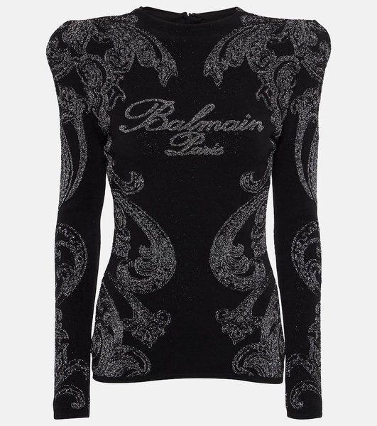 Logo paisley cotton-blend jersey top