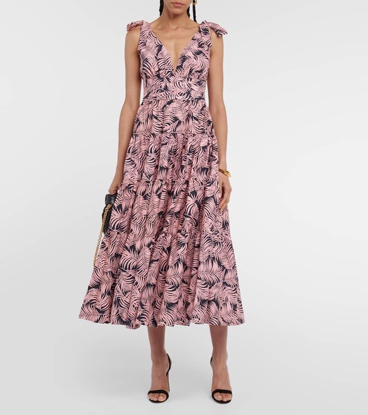 Tiered cotton-blend midi dress