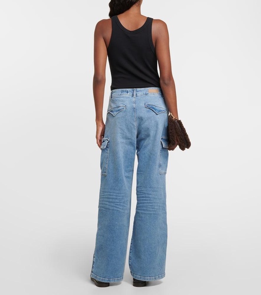 High-rise wide-leg cargo jeans
