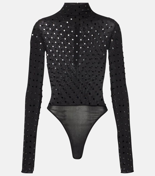 Embellished jersey bodysuit