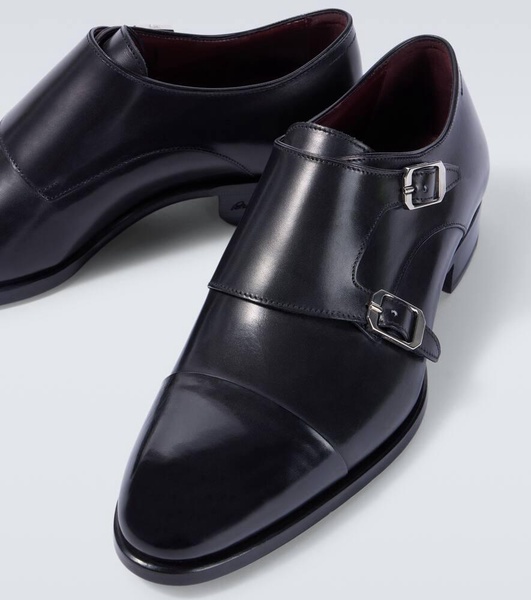 Leather monk strap shoes