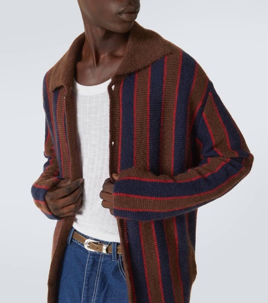 Striped mohair-blend cardigan
