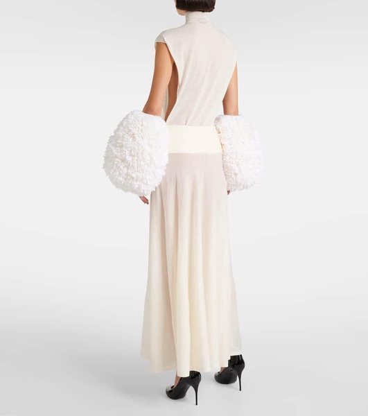 Low-rise virgin wool maxi skirt