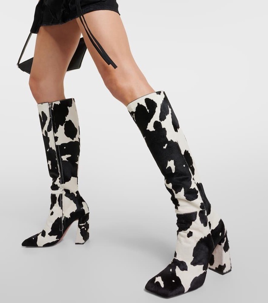 Marine calf hair knee-high boots