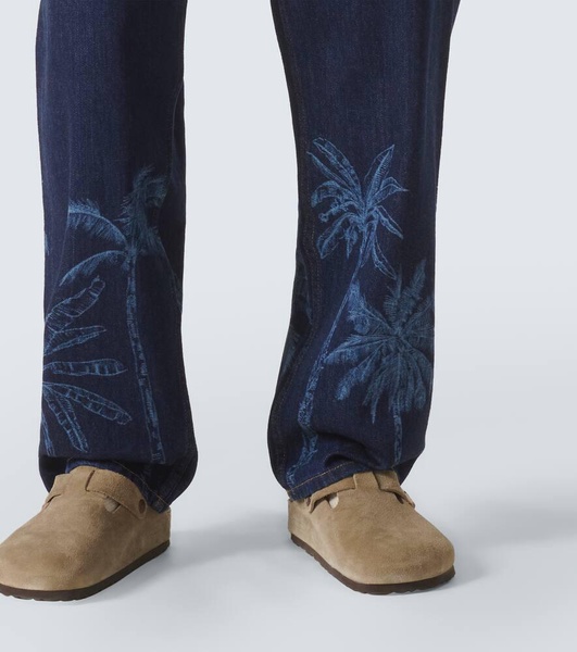 Jungle printed straight jeans