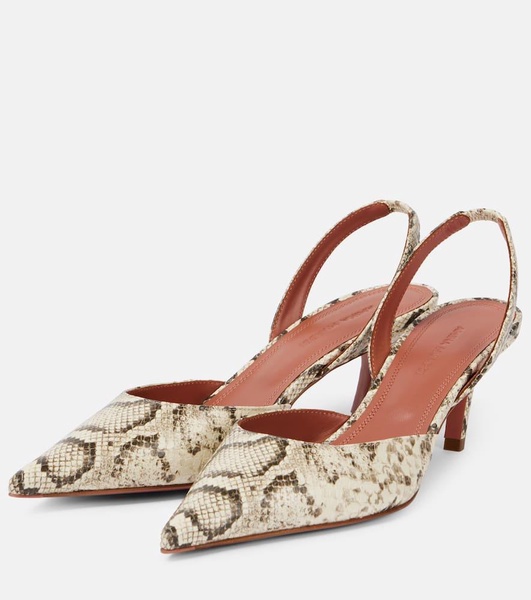 Sofia snake-effect leather slingback pumps