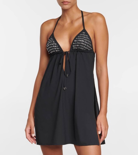 Embellished halterneck minidress