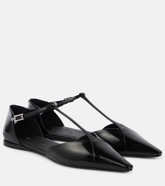 Fsilkway leather ballet flats