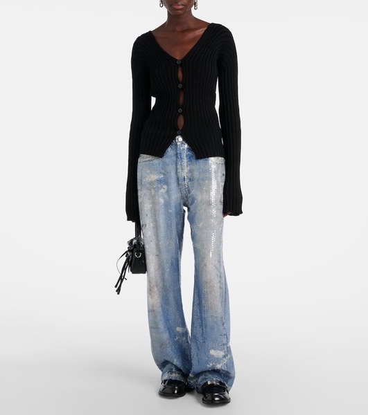 Ribbed-knit cotton crêpe cardigan