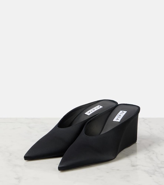 Cube 75 satin wedge mules