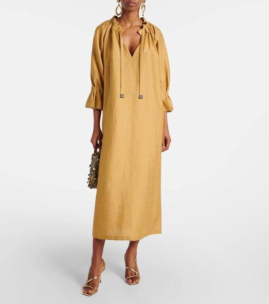 Jene linen and silk-blend shirt dress