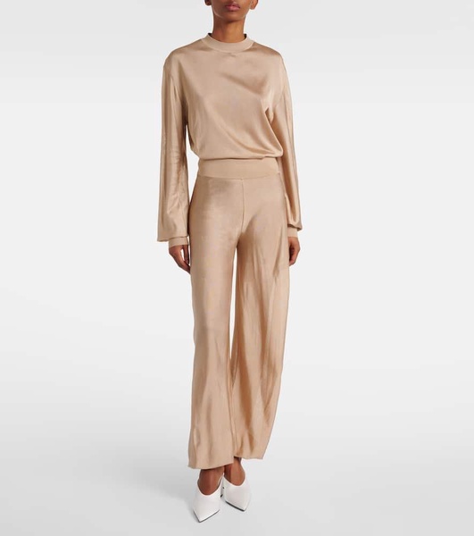 Knitted wide-leg pants