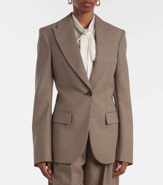 Checked virgin wool blazer