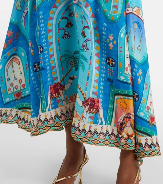 Embellished printed silk midi dress
