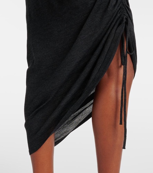Draped wool turtleneck dress