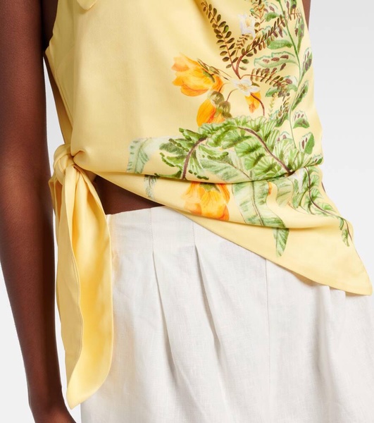 Sol printed tie-neck top