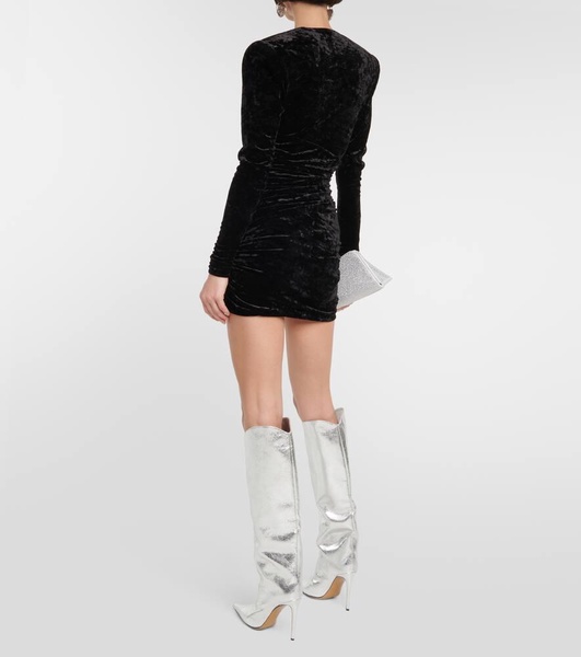 Gathered velvet minidress