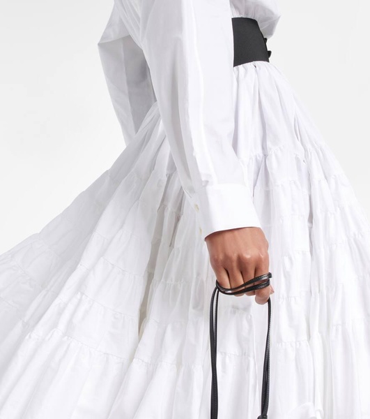 Belted cotton poplin shirt