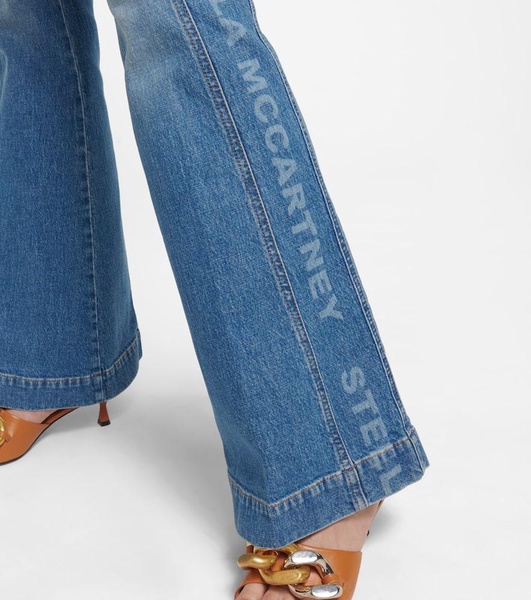 Logo mid-rise flared jeans