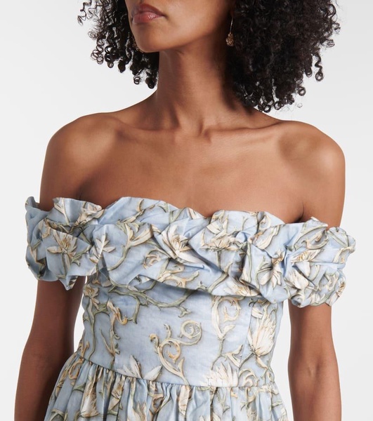 Espliego ruffled floral linen maxi dress