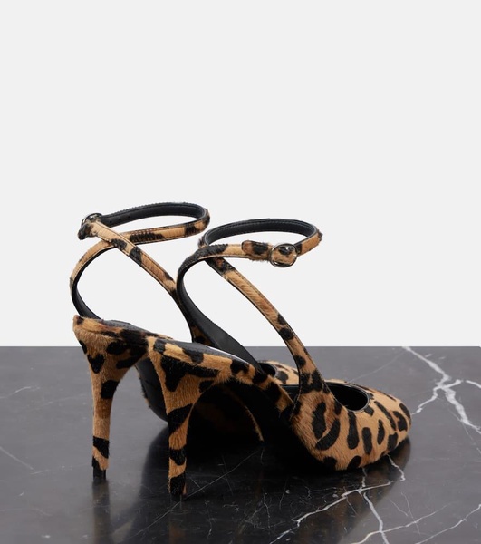 Decollete 90 calf hair slingback pumps