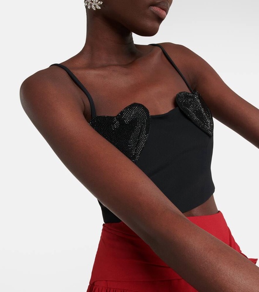 Crystal-embellished cropped top