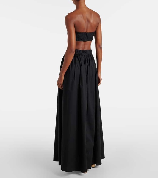 Gathered cotton maxi skirt