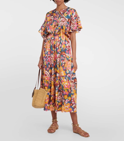 Piment floral silk and cotton midi dress