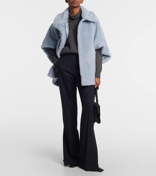 Tebe alpaca, wool, and silk teddy cape