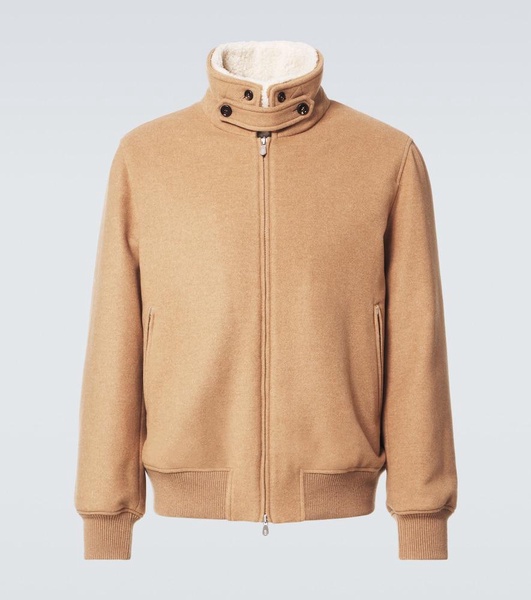 Padded shearling-trimmed cashmere blouson