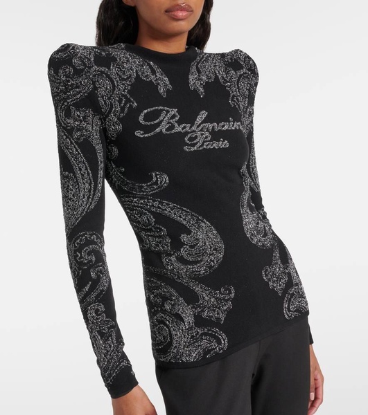 Logo paisley cotton-blend jersey top