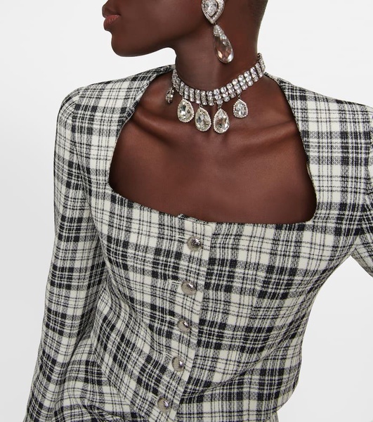 Plaid cropped wool jacket