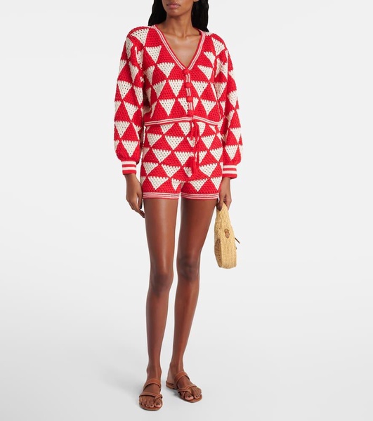 Malia crochet high-rise cotton shorts