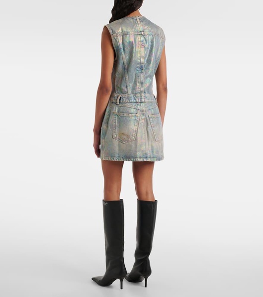 Coated denim twill minidress