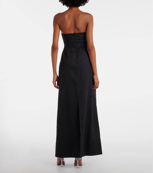 Strapless cotton and linen-blend maxi dress