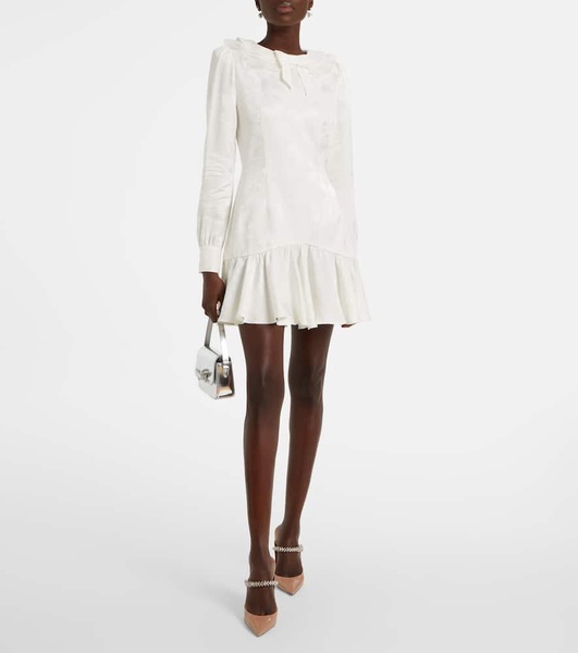 Bow-detail floral jacquard minidress