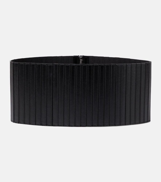 Striped corset leather belt