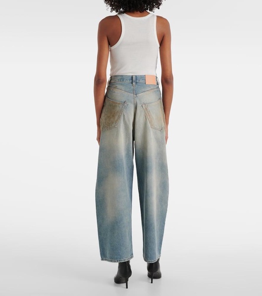 Penicillin distressed mid-rise wide-leg jeans