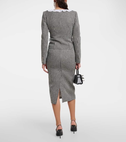 Lace-trimmed checked tweed jacket