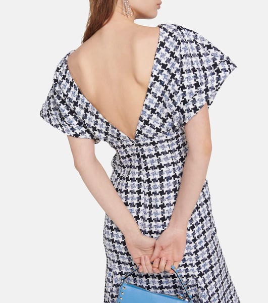 Houndstooth tweed midi dress