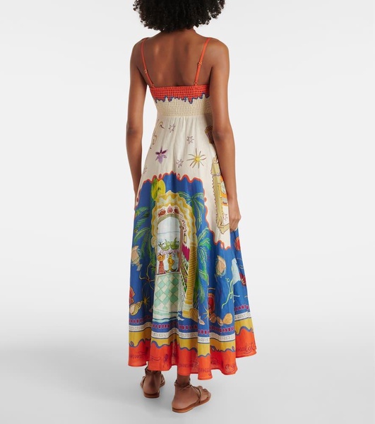 Surrealist linen maxi dress