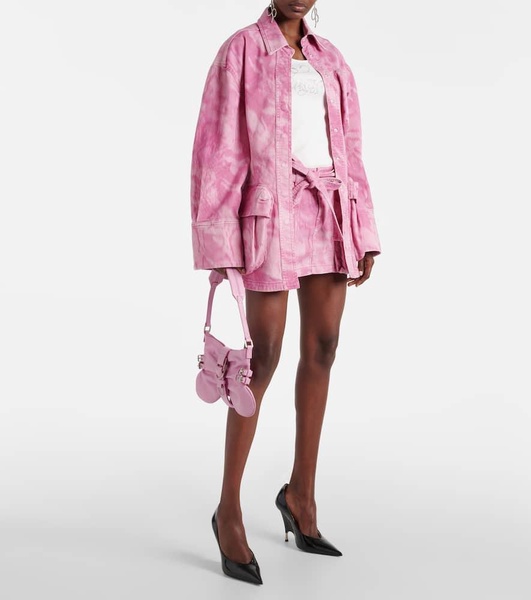 Camouflage denim cargo miniskirt