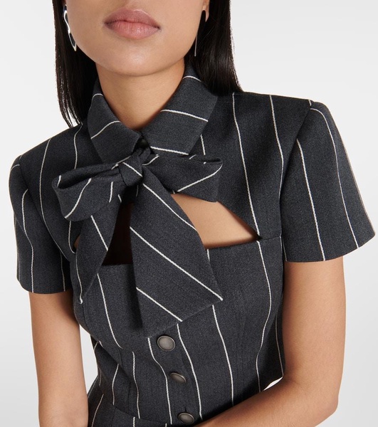 Pinstripe cropped wool-blend jacket