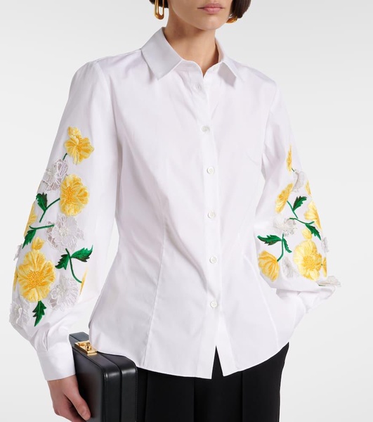 Floral cotton-blend poplin shirt